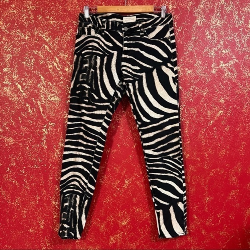 RALPH LAUREN DENIM & SUPPLY Side Zippers Zebra Skinny Jeans 28 - Picture 2 of 14